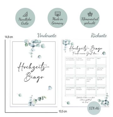 CreativeRobin Hochzeitskarte Hochzeitsbingo als Hochzeitsspiel für Brautpaar & Gäste I 50 Blätter