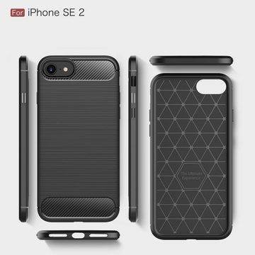 CoverKingz Handyhülle Hülle für Apple iPhone SE 2020 / 2022 Handyhülle Silikon Cover Case 11,93 cm (4,7 Zoll), Handyhülle Bumper Silikoncover Softcase Carbonfarben