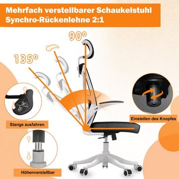 UISEBRT Bürostuhl Bürostuhl Ergonomisch Schreibtischstuhl Drehstuhl, mit Verstellbarer Kopfstütze Armlehnen, 150kg Blastbar