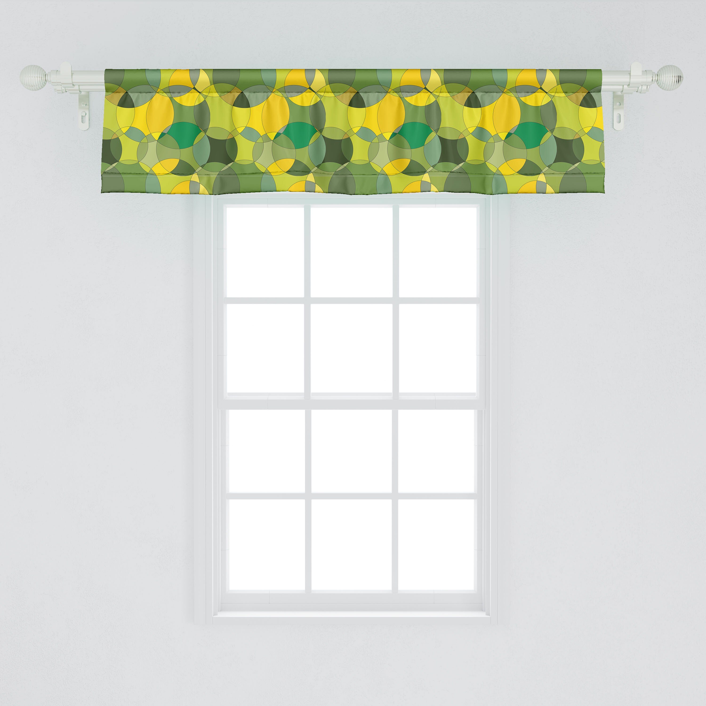 Scheibengardine Vorhang Geometrisch Microfaser, für Dekor Stangentasche, mit moderner Schlafzimmer Küche Abakuhaus, Volant Natürliche Kreis