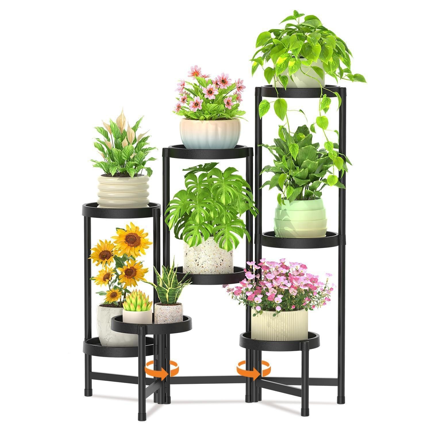 LuxusKollektion Blumenständer Pflanzenständer 8-stufig faltbar schwarz (1 St)