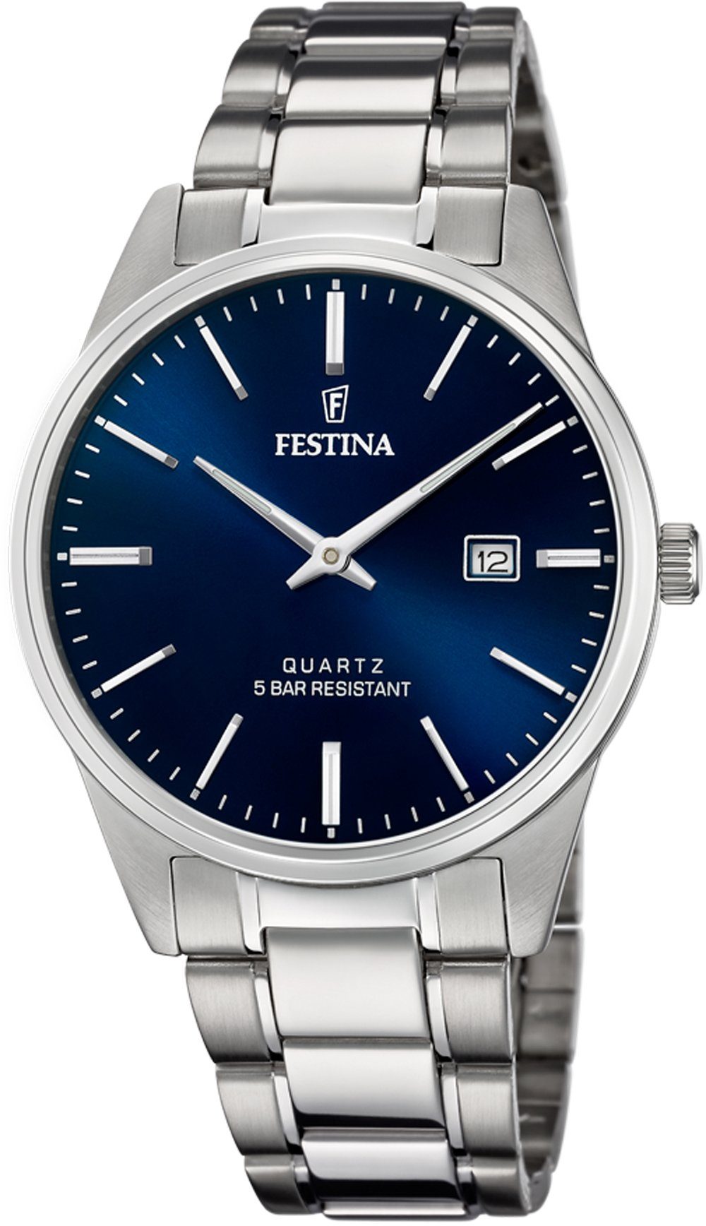 Festina Quarzuhr F20511/3, Armbanduhr, Herrenuhr, Damenuhr, Edelstahlarmband, Datum
