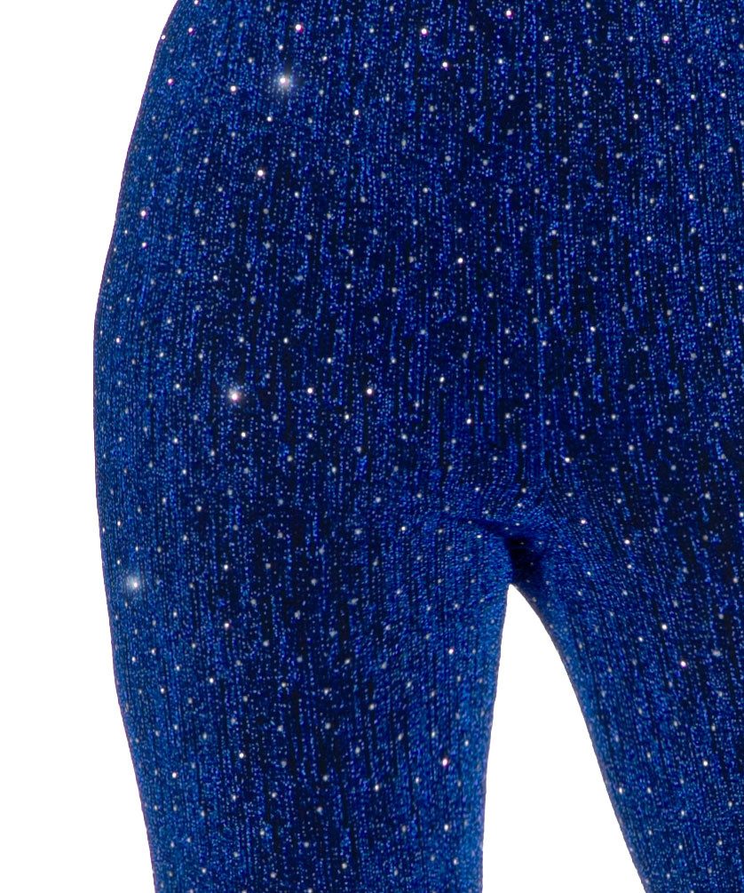 Karneval-Klamotten Kostüm Disco Party Glitzer Schlaghose blau Damenkostüm, Party Hose elegant auffällig für Motto Party Feier Silvester Karneval