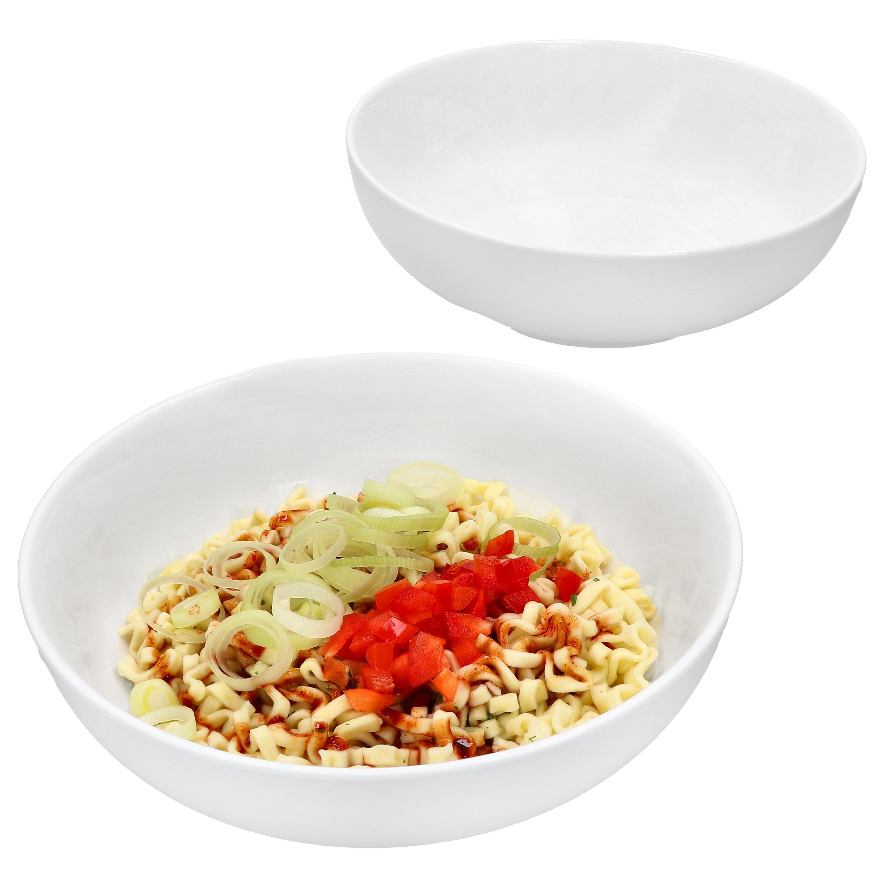Servierschale 2er Set STABIL Ramenschüssel 820ml Ø21cm Porzellan Weiß Suppe