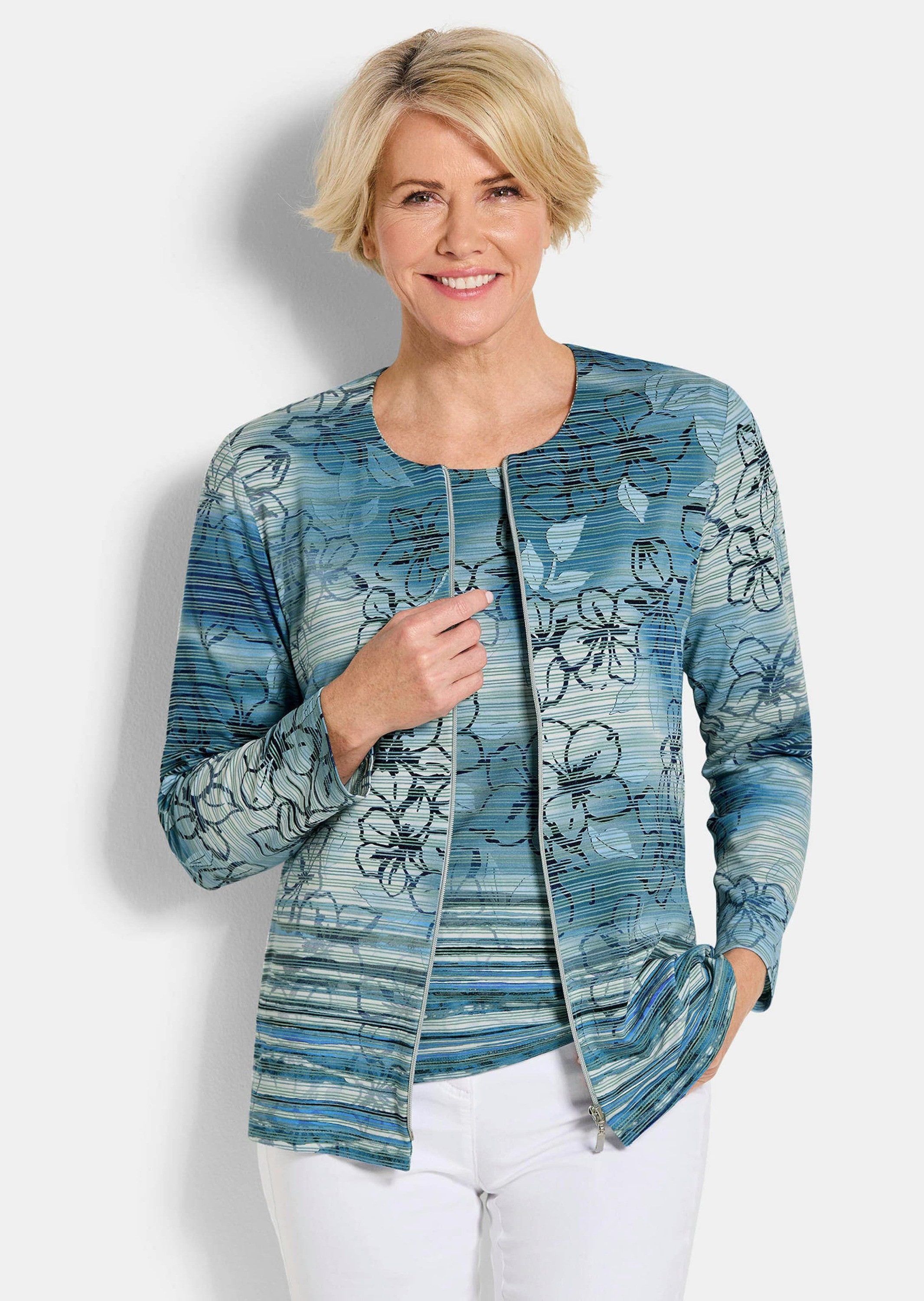 GOLDNER Outdoorjacke Kurzgröße: Viskosejacke mit Rundhals, Reißverschluss und Langarm