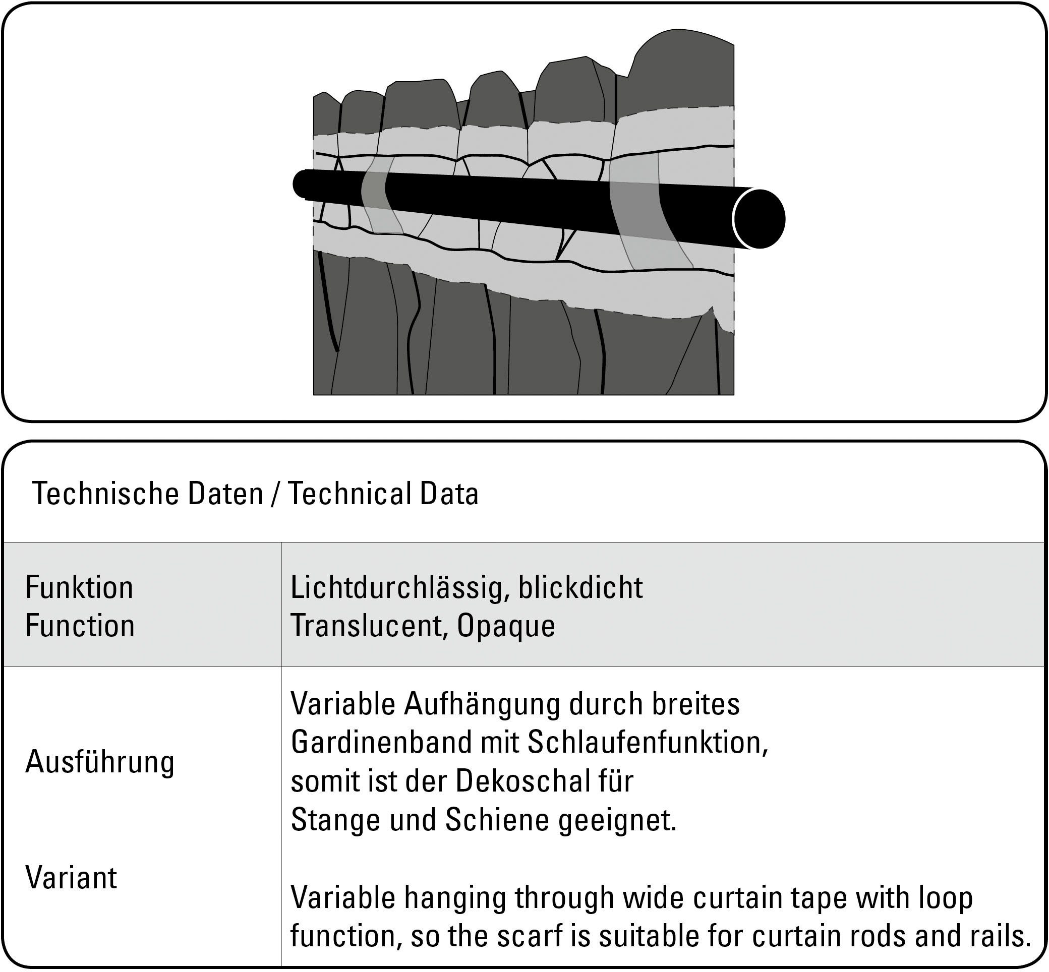 Gardine Schal mit Gardinenband GARDINIA, (1 Schlaufen verdeckte Strukturdeko, St), blickdicht, Strukturdeko