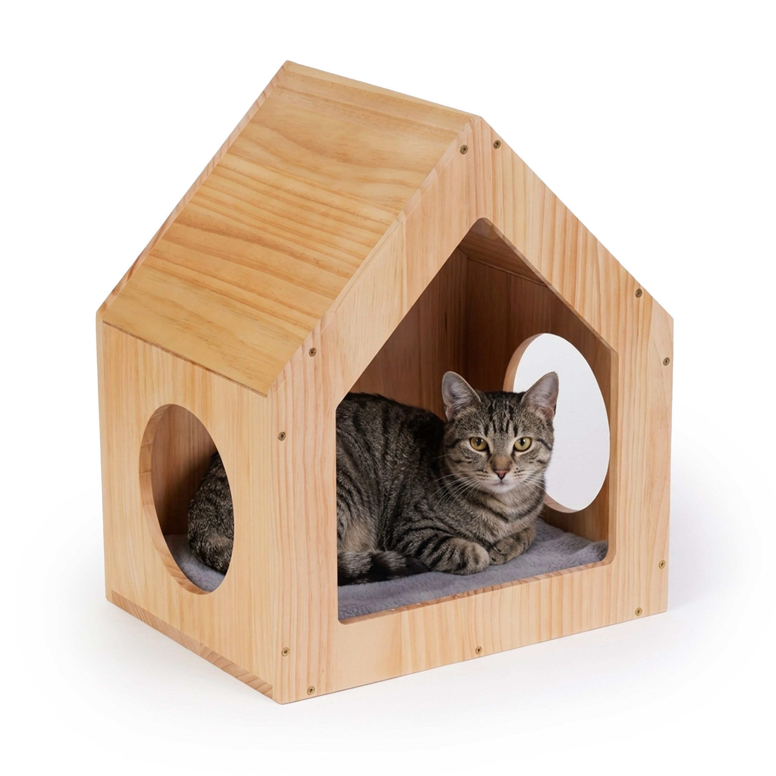 relaxdays Katzenhaus Holz für Wand & Boden, natur