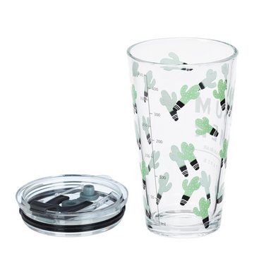 relaxdays Gläser-Set 4er Set Trinkgläser mit Kaktus-Motiv, Glas