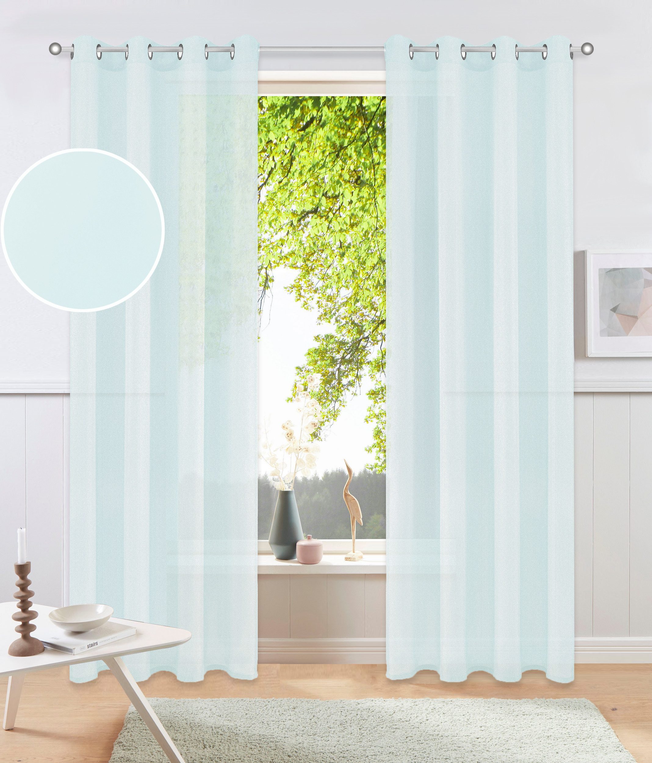 OTTO home Gardine XANA 1er- und 2er Pack (1 St), Ösen, transparent, Voile, einfarbig, 1 bzw. 2er Set, pflegeleicht, Kundenliebling