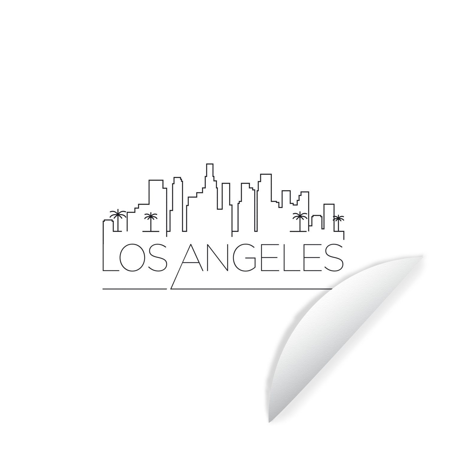 MuchoWow Wandsticker Los Angeles - - Skyline für Tapetenaufkleber, Kinderzimmer, St), Tapetenkreis Wohnzimmer Rund, (1 Weiß