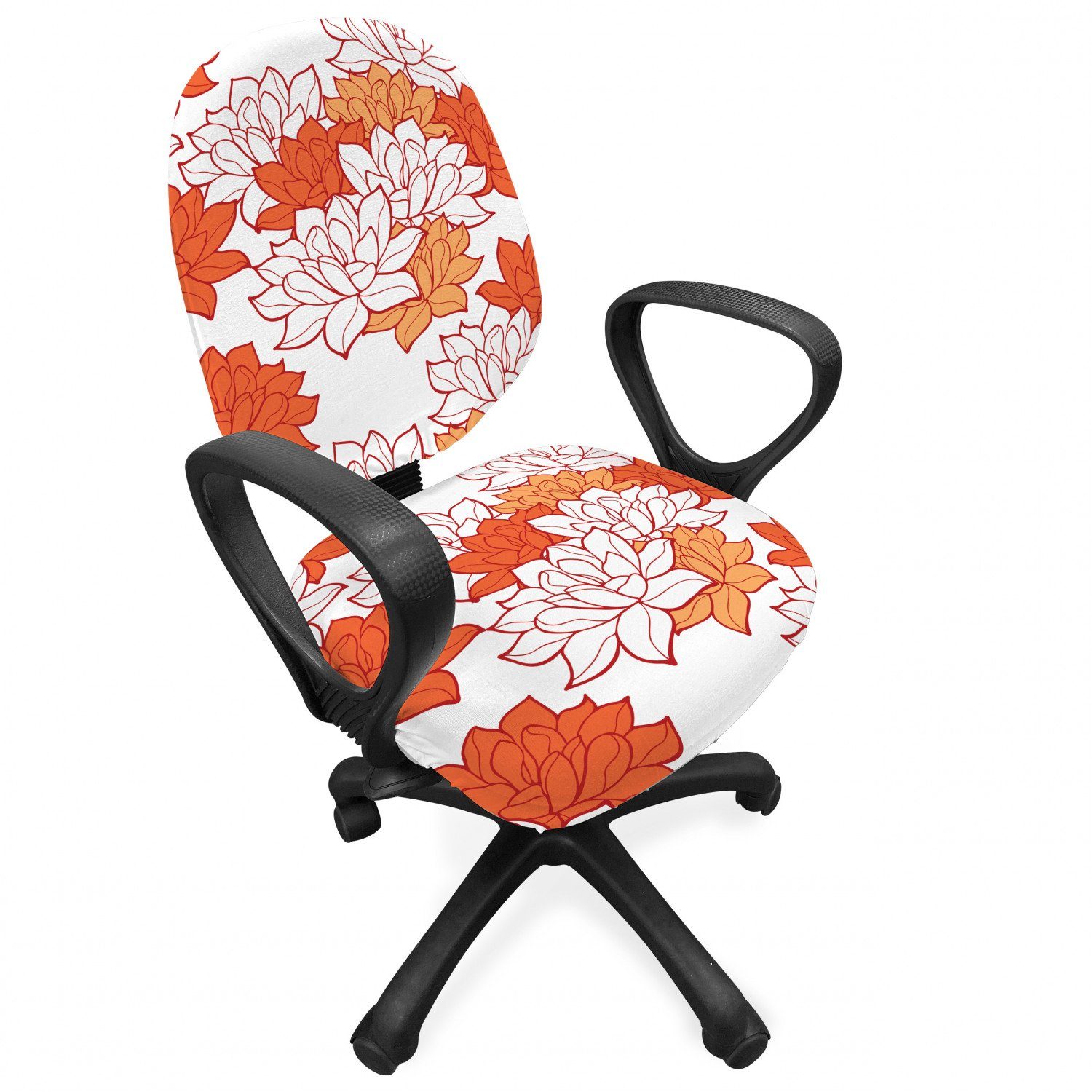 Lotus Schutzhülle Leaves Stretchgewebe, Orange dekorative Blooming Bürostuhlhusse aus Abakuhaus,