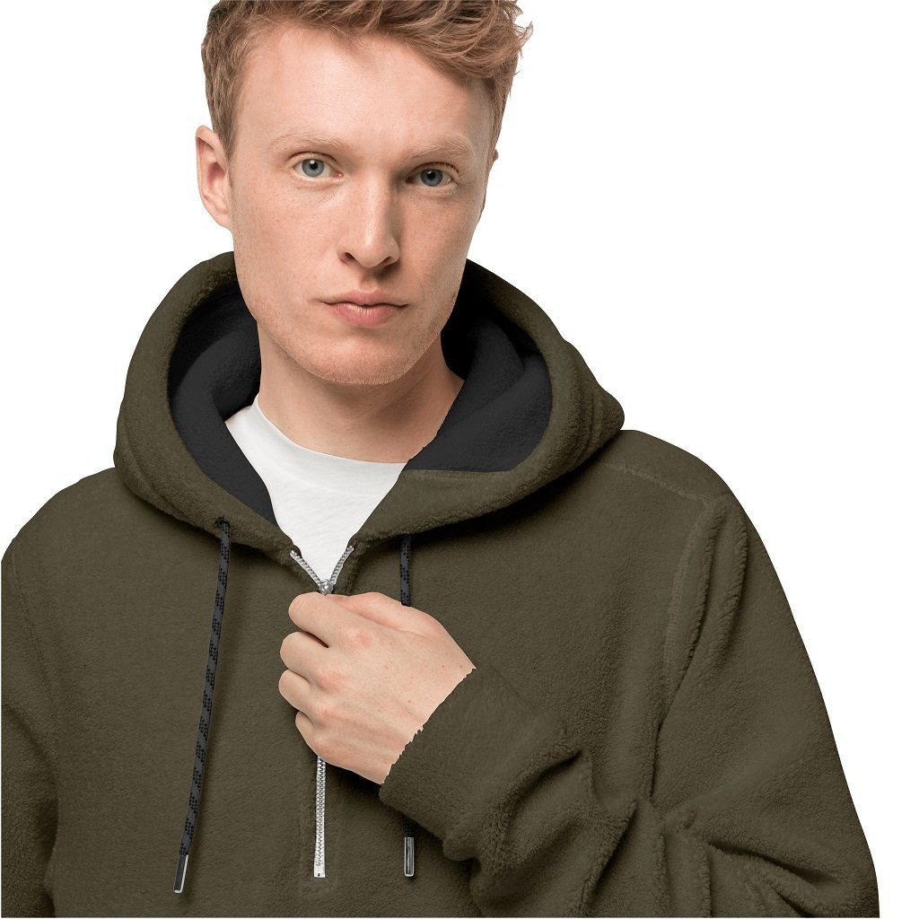 Jack Wolfskin Fleecejacke Fleecehoodie Nature Life Halfzip - aus weichem Sherpafleece in