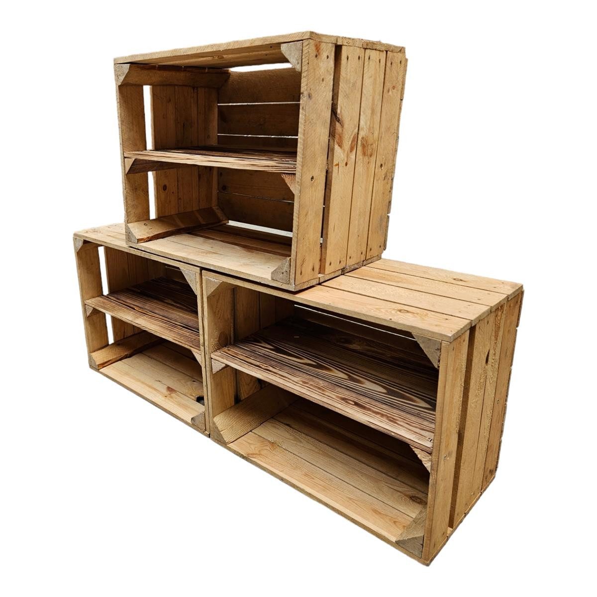 Teramico Holzkiste Holzkisten Vintage 3er Set 50 x 40 x 30cm Ablage Lang, Vintage Obstkiste
