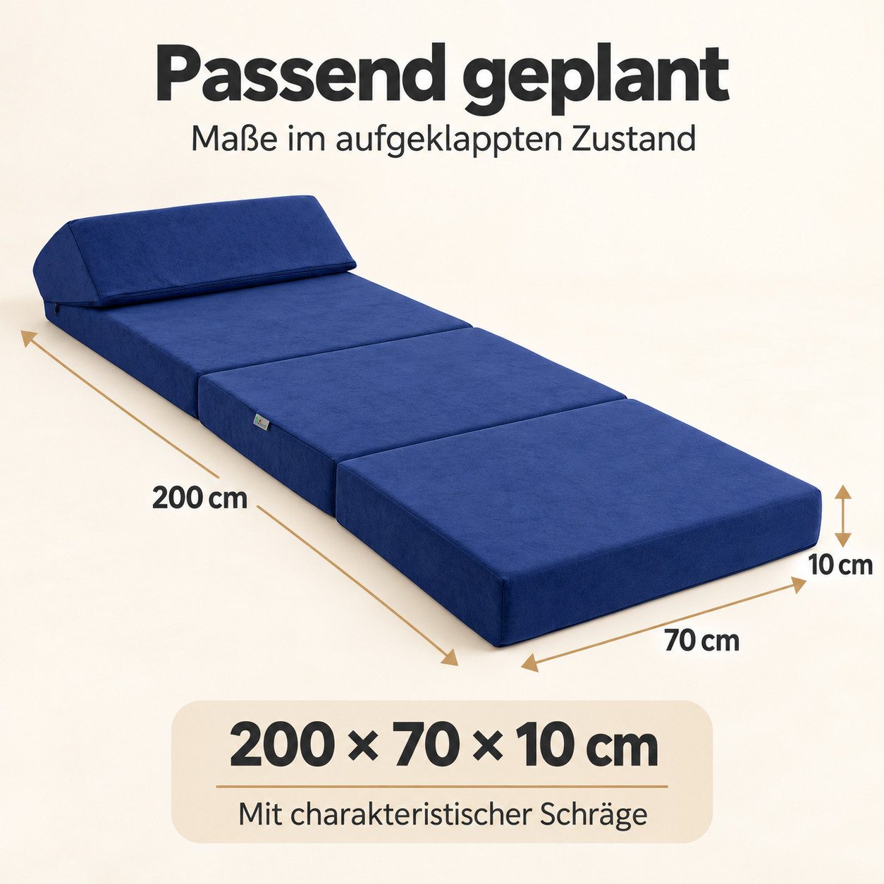 Klappmatratze Klappmatratze Gästematratze mit Kopfteil Größe 200x70x10cm, FORTISLINE – Bild 2 von 5