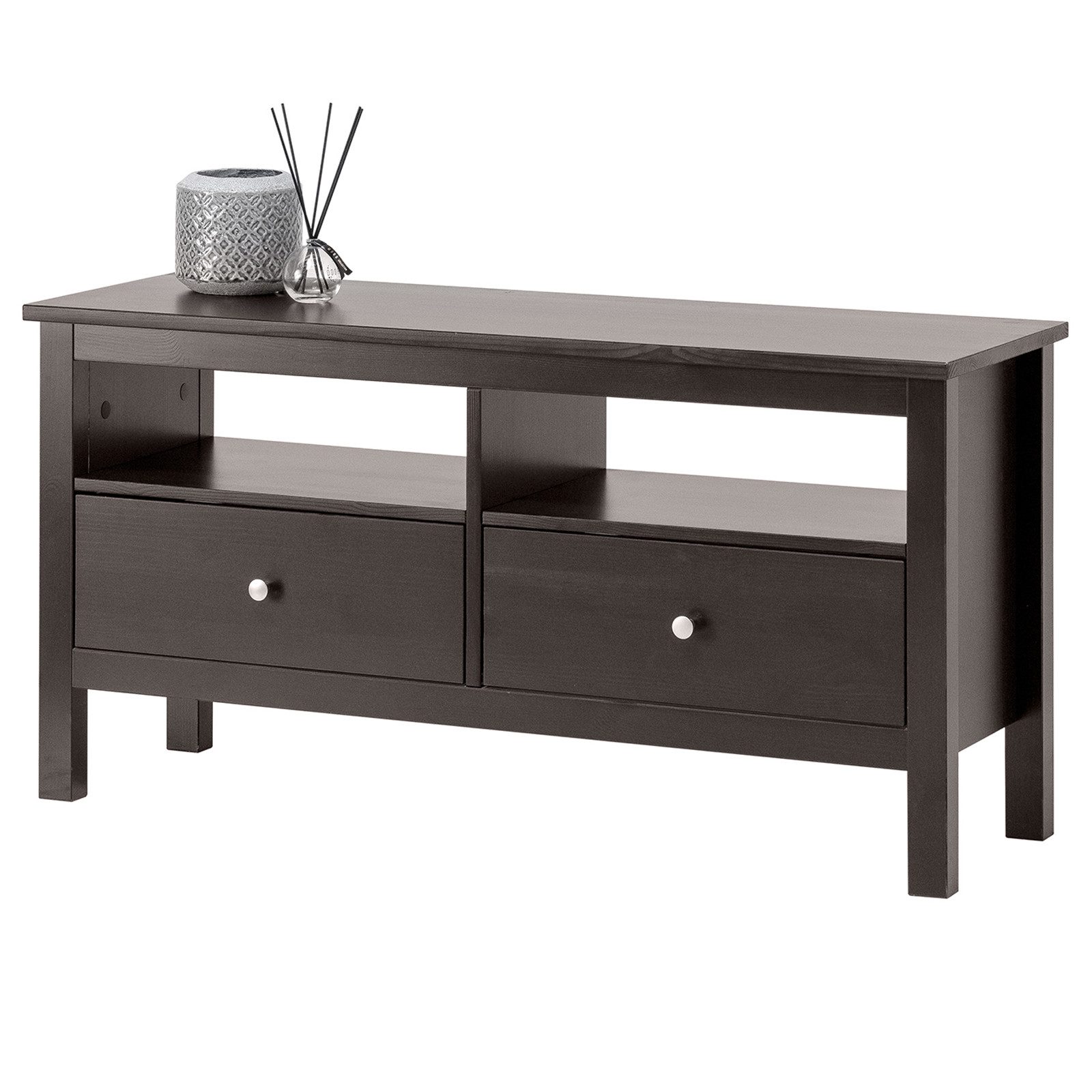 hagge home Lowboard hagge home Vesa, Lowboard Fernsehtisch Kiefernholz massiv 110 x 37 x 55 cm Schwarz