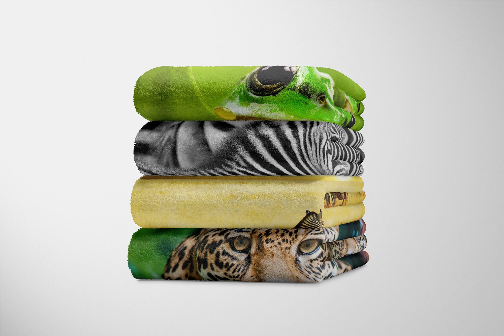 Afrika Kuscheldecke Handtuch Strandhandtuch Handtücher Tiermotiv mit Sinus Sonn, Baumwolle-Polyester-Mix Handtuch Art Zebras Saunatuch (1-St),