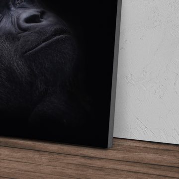 Sinus Art Leinwandbild 120x80cm Wandbild auf Leinwand Gorilla Porträt Schwarz Silberrücken Ti, (1 St)