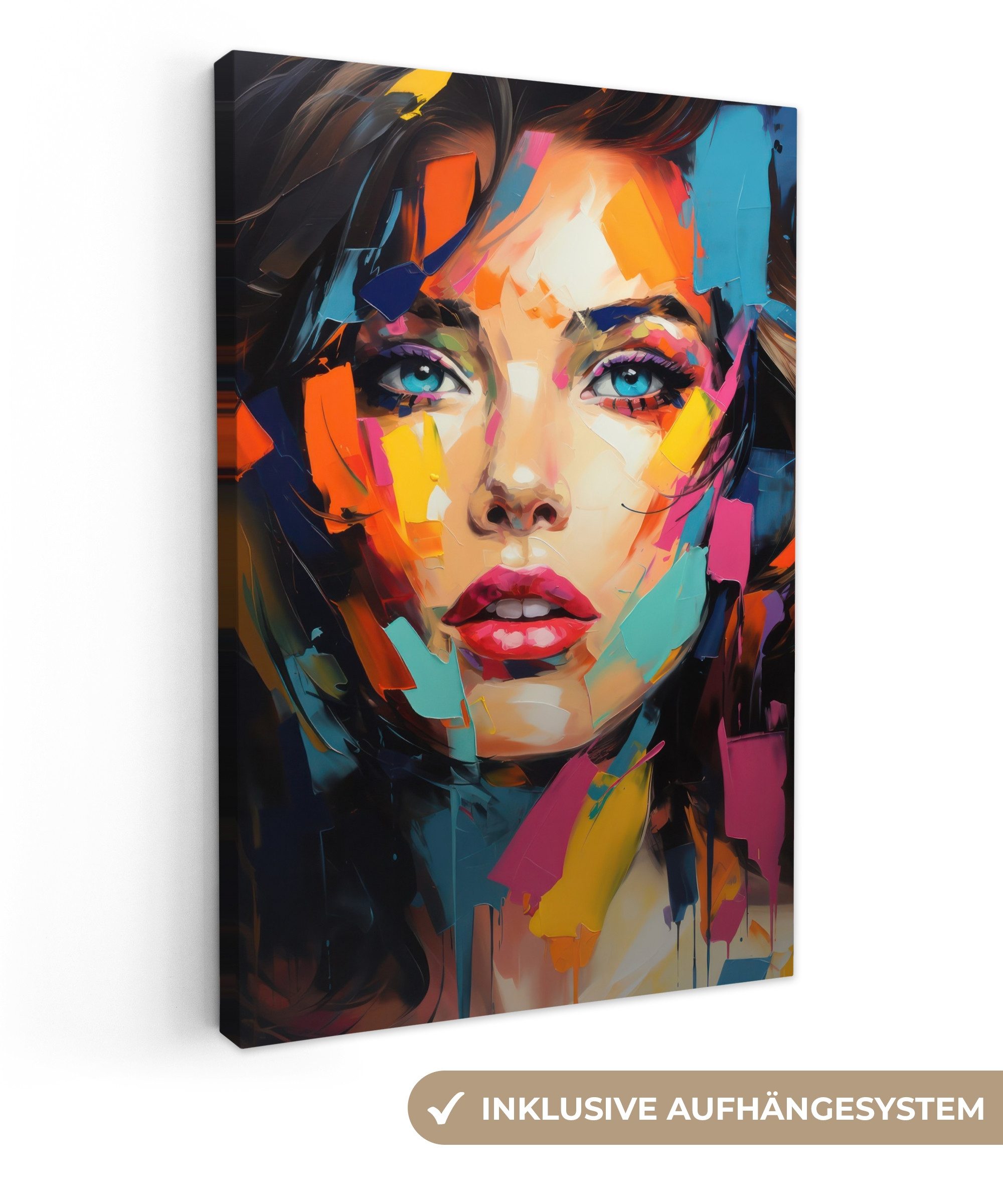 OneMillionCanvasses® Leinwandbild Frau - Porträt - Farbenfroh - Kunst, Foto günstig online kaufen