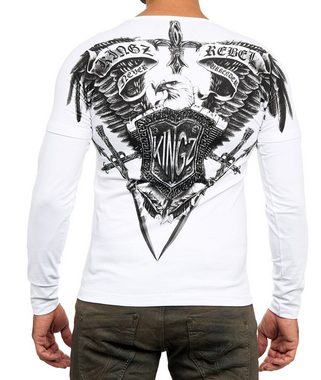 KINGZ Langarmshirt in Body-Fit mit Adler-Motiv