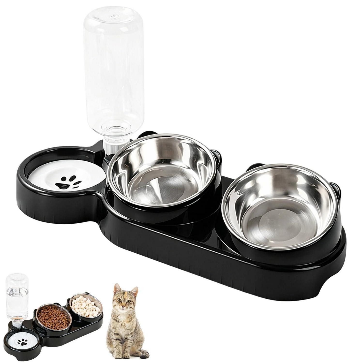 LuxusKollektion Napf-Set 3in1 Erhöhter Futternapf Katze Edelstahl