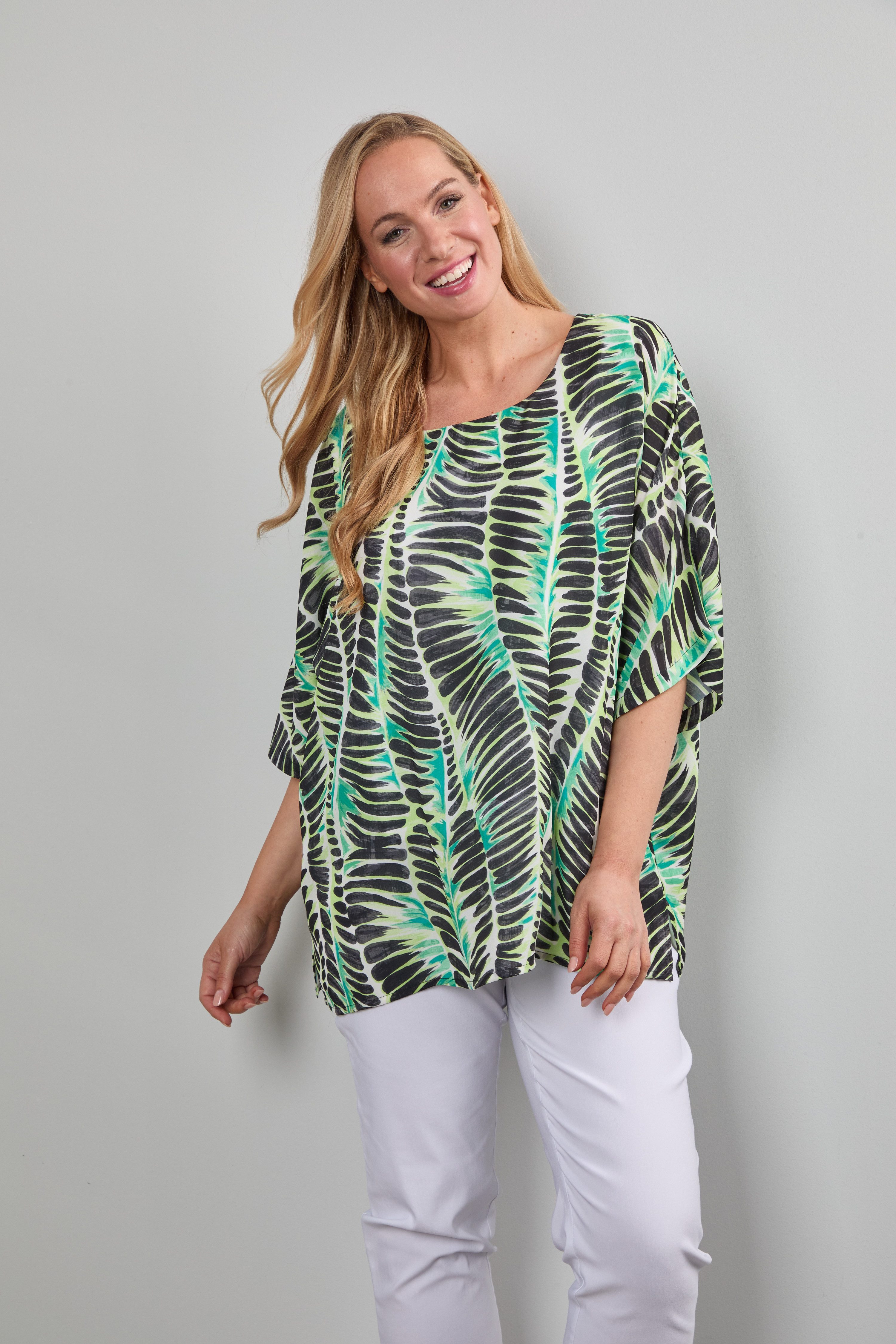 Mona Lisa Chiffontunika Große Größen - Jungle-Print Sommerliche Tunika mit Top