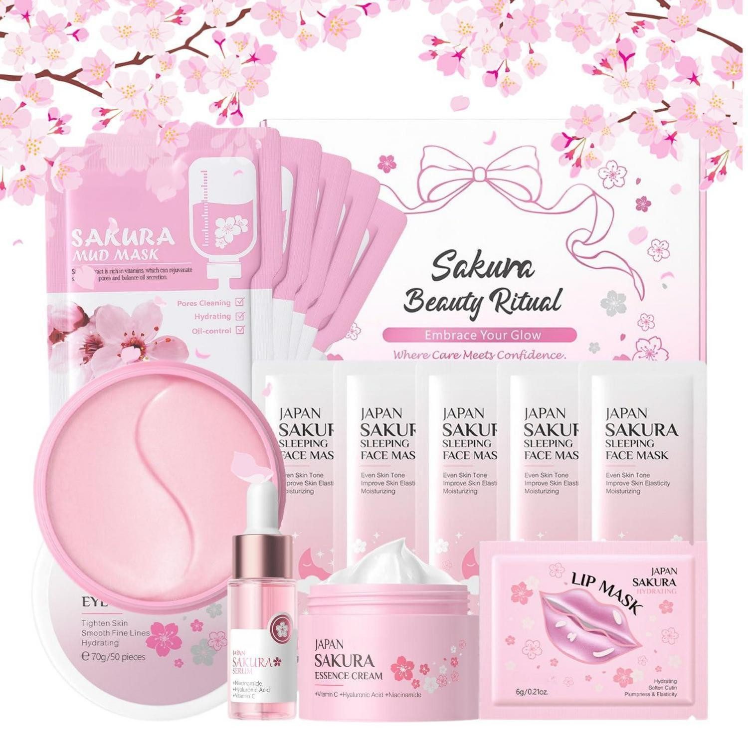LuxusKollektion Pflege-Geschenkset Sakura Skincare Set 14teilig Type B