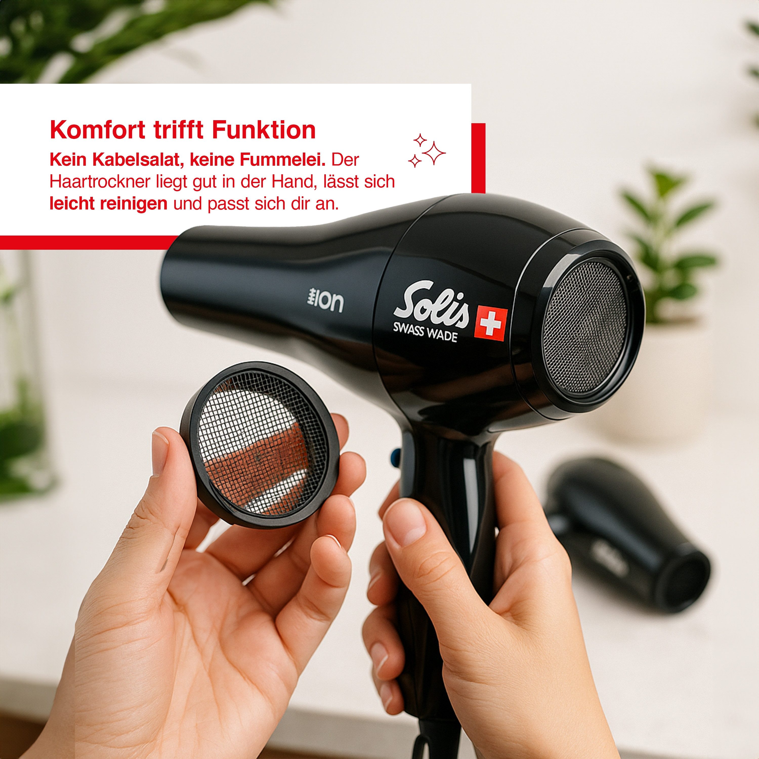 SOLIS OF SWITZERLAND Haartrockner Swiss Perfection, Typ 440, 2300 W, 5 Stufen, Kaltstufe, Ionen-Technologie, 230 V