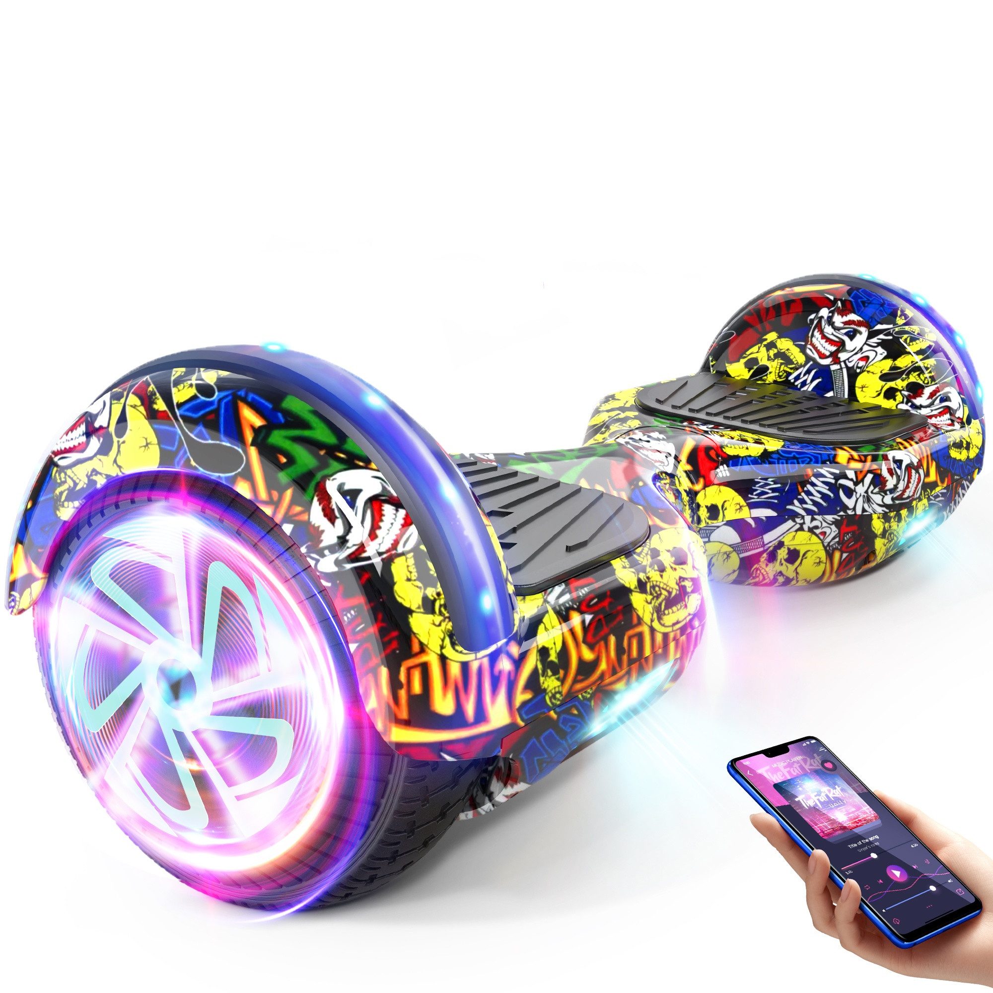 SISIGAD Balance Scooter 6,5 Zoll Dualmotorräder, Hoverboard mit LED-Licht, Smart Bluetooth, 10 km/h, Hoverboard mit LED Lichter Bluetooth,Geschenk für Kinder