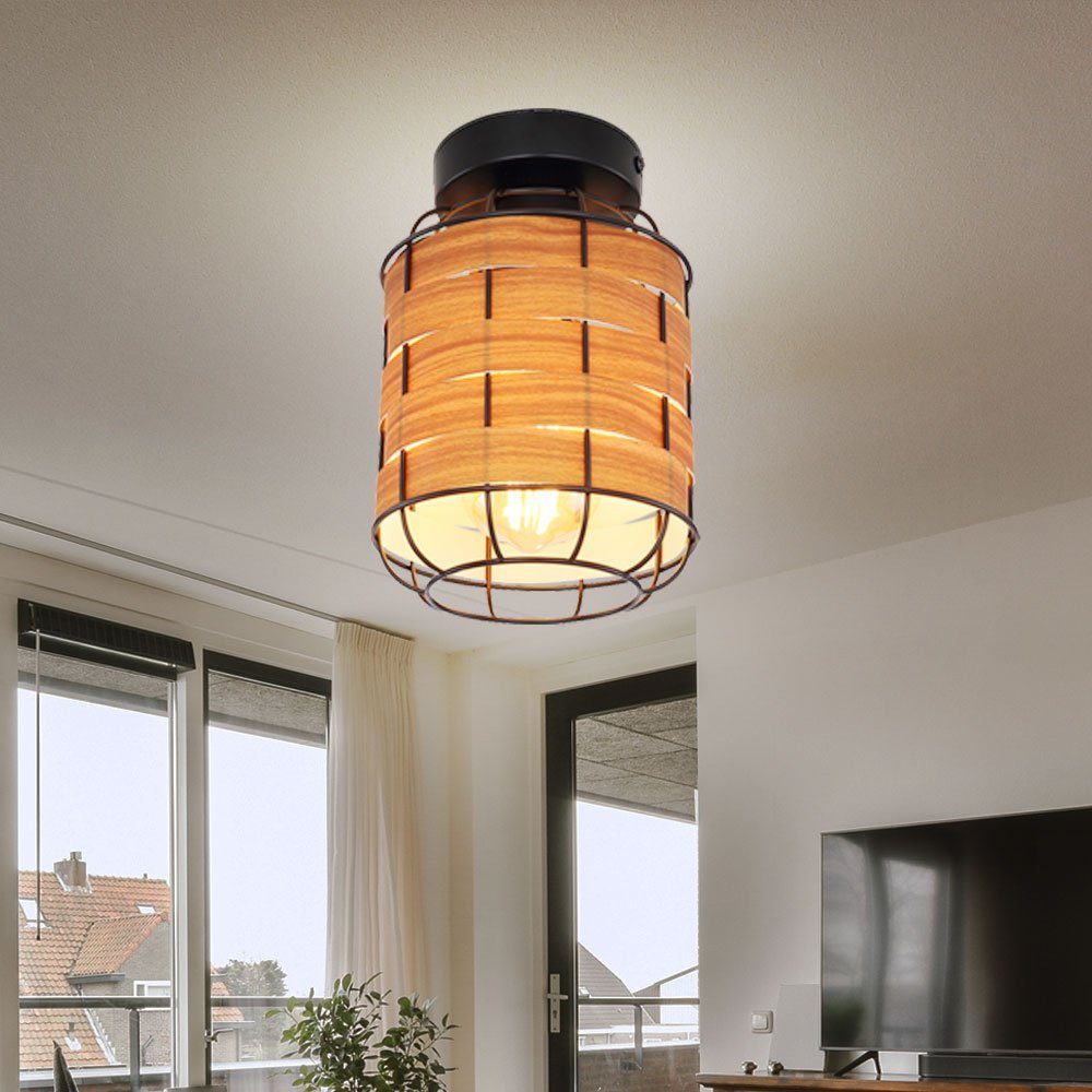etc-shop Deckenstrahler, Gitter-Design Leuchtmittel nicht Esstischleuchte Deckenleuchte inklusive, Holzlampe Wohnzimmerlampe