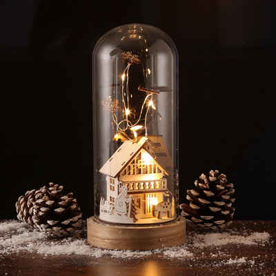 MARELIDA LED Dekoobjekt »LED Deko in Glaskuppel beleuchtet Weihnachtsmann Weihnachtsdeko H: 20cm natur«