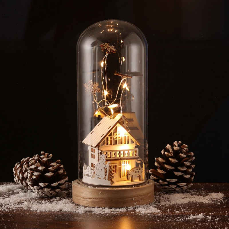MARELIDA LED Dekoobjekt »LED Deko in Glaskuppel beleuchtet Weihnachtsmann Weihnachtsdeko H: 20cm natur«, LED Classic, warmweiß (2100K bis 3000K)