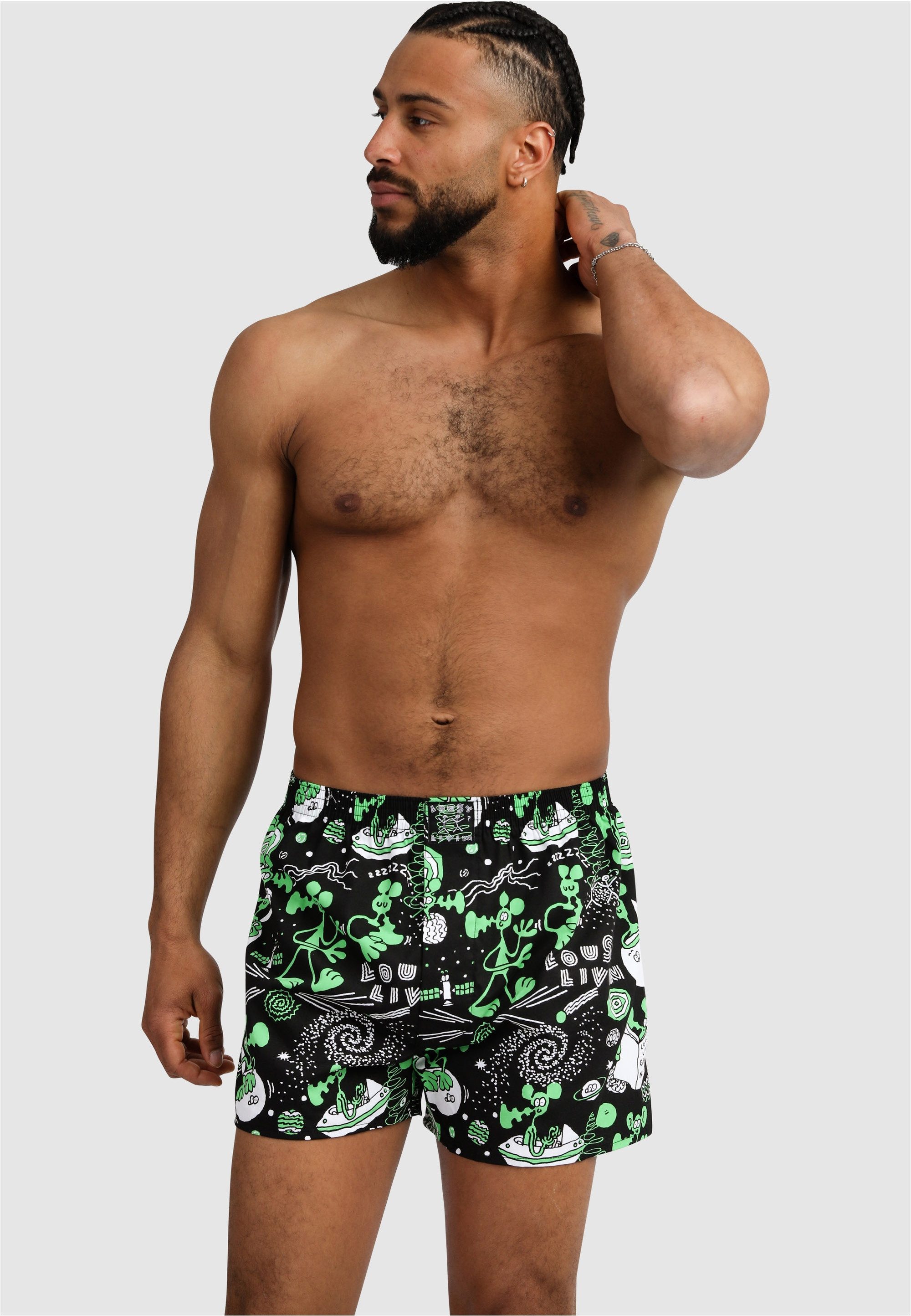 Lousy Livin Boxershorts OuterSpace 2er-Pack mit funktionalem Eingriff mit Knopf