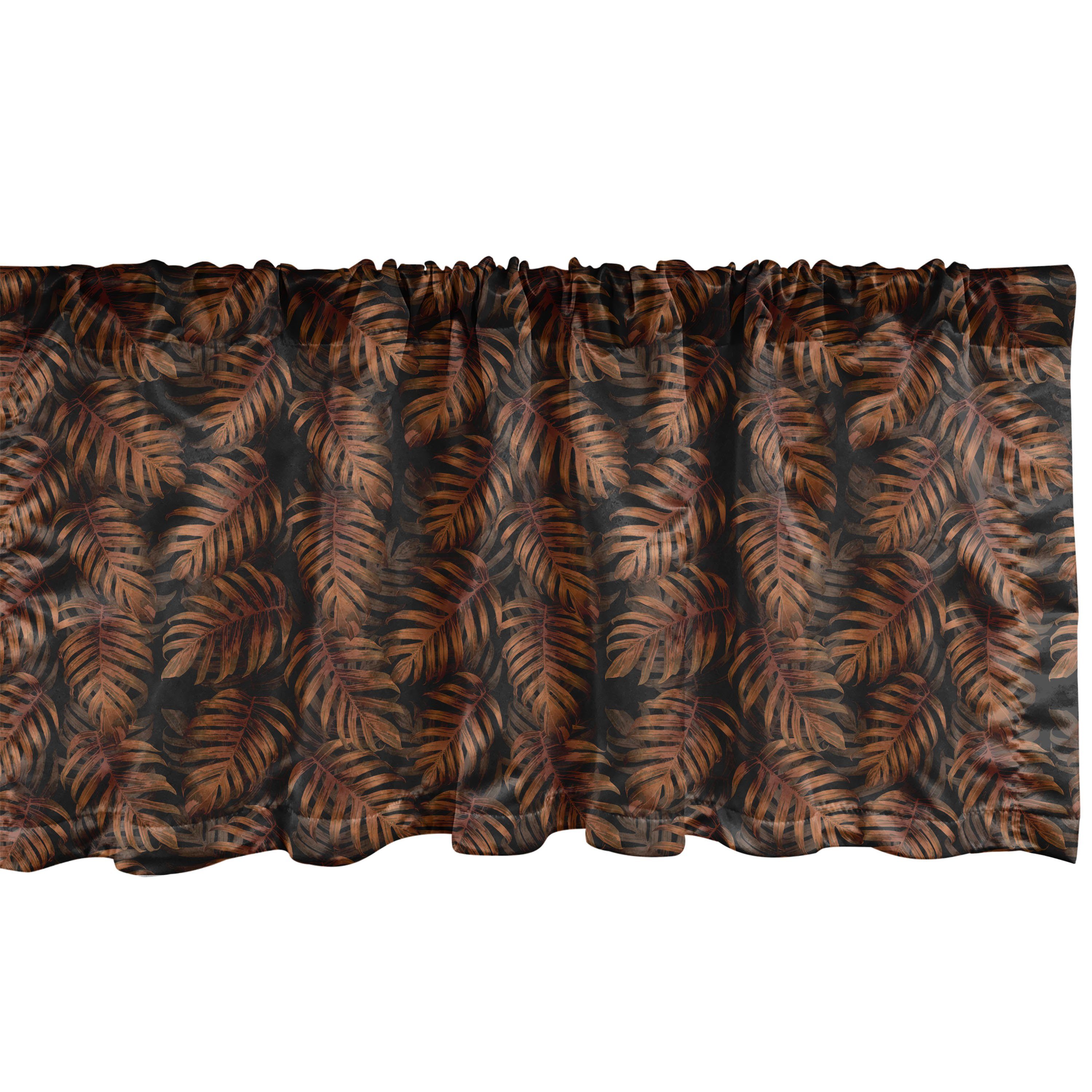 Scheibengardine Vorhang Volant für Küche Schlafzimmer Dekor mit Stangentasche, Abakuhaus, Microfaser, Tropisch Erdtöne Jungle Leaves