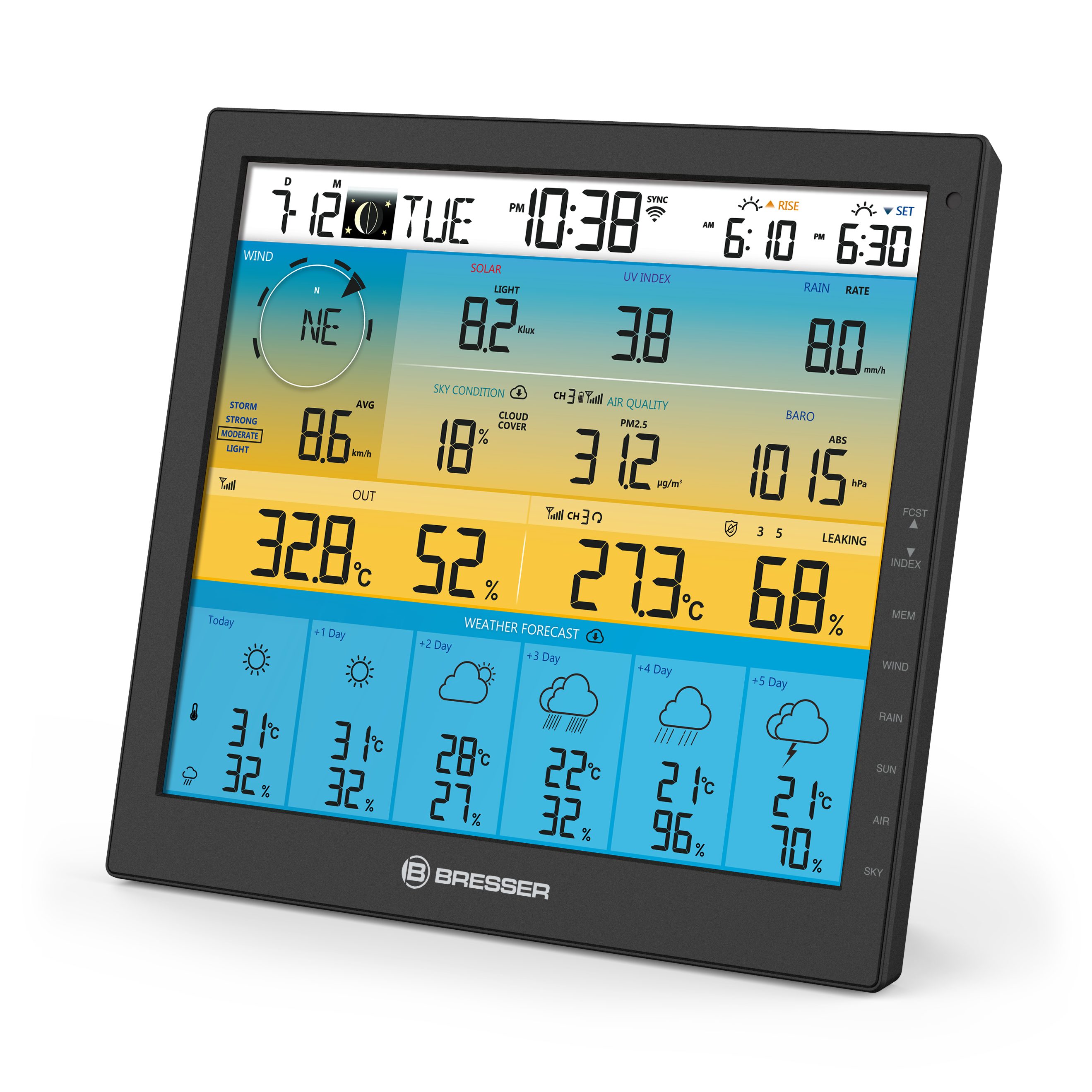 BRESSER BRESSER 7-in-1-WLAN-Wetterstation 4CAST mit 6-Tage-Vorhersage Wetterstation – Bild 2 von 5