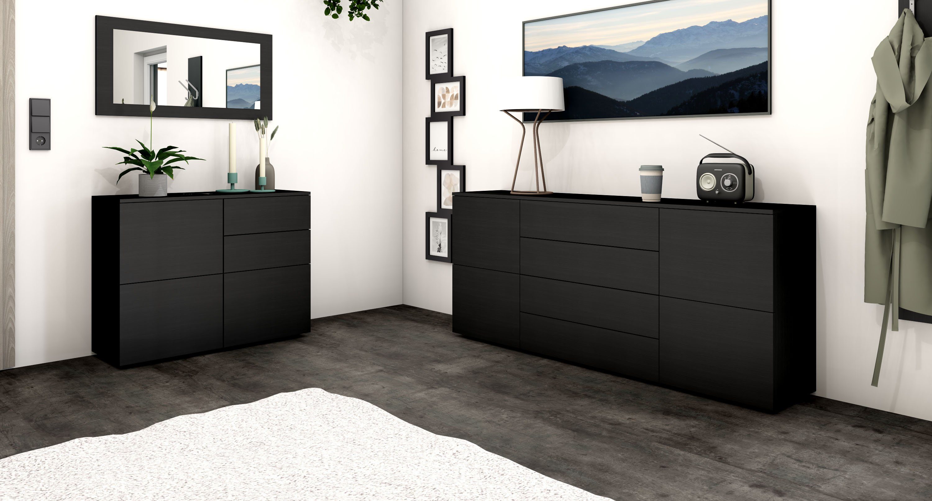 borchardt Möbel Kommode Rova, Sideboard Breite 93 cm, Push-To-Open, verstellbare Einlegeböden, viel Stauraum, Breite 93cm
