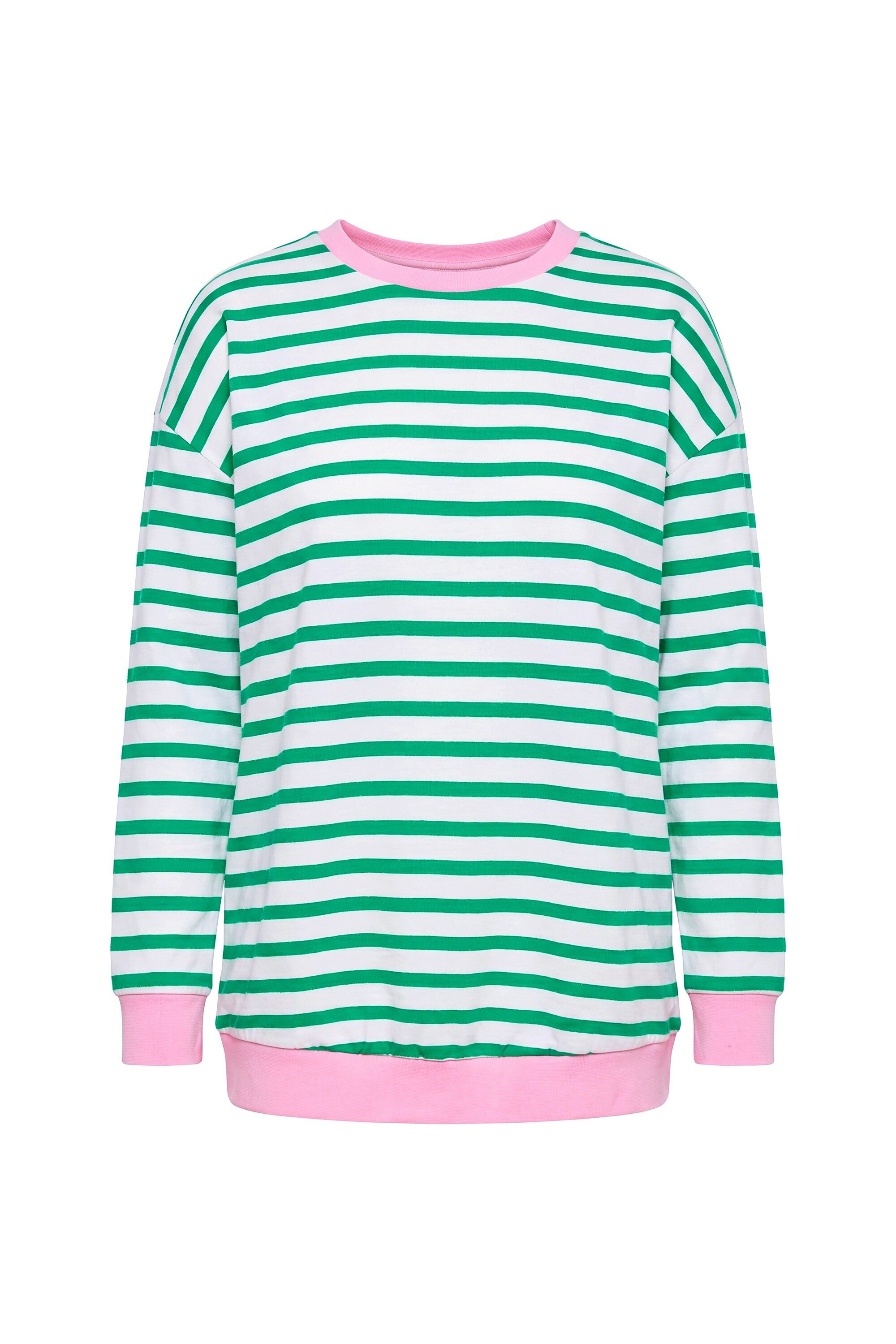 MIAMODA Sweater Sweatshirt Loose Fit Ringel farbige Bündchen – Bild 2 von 3