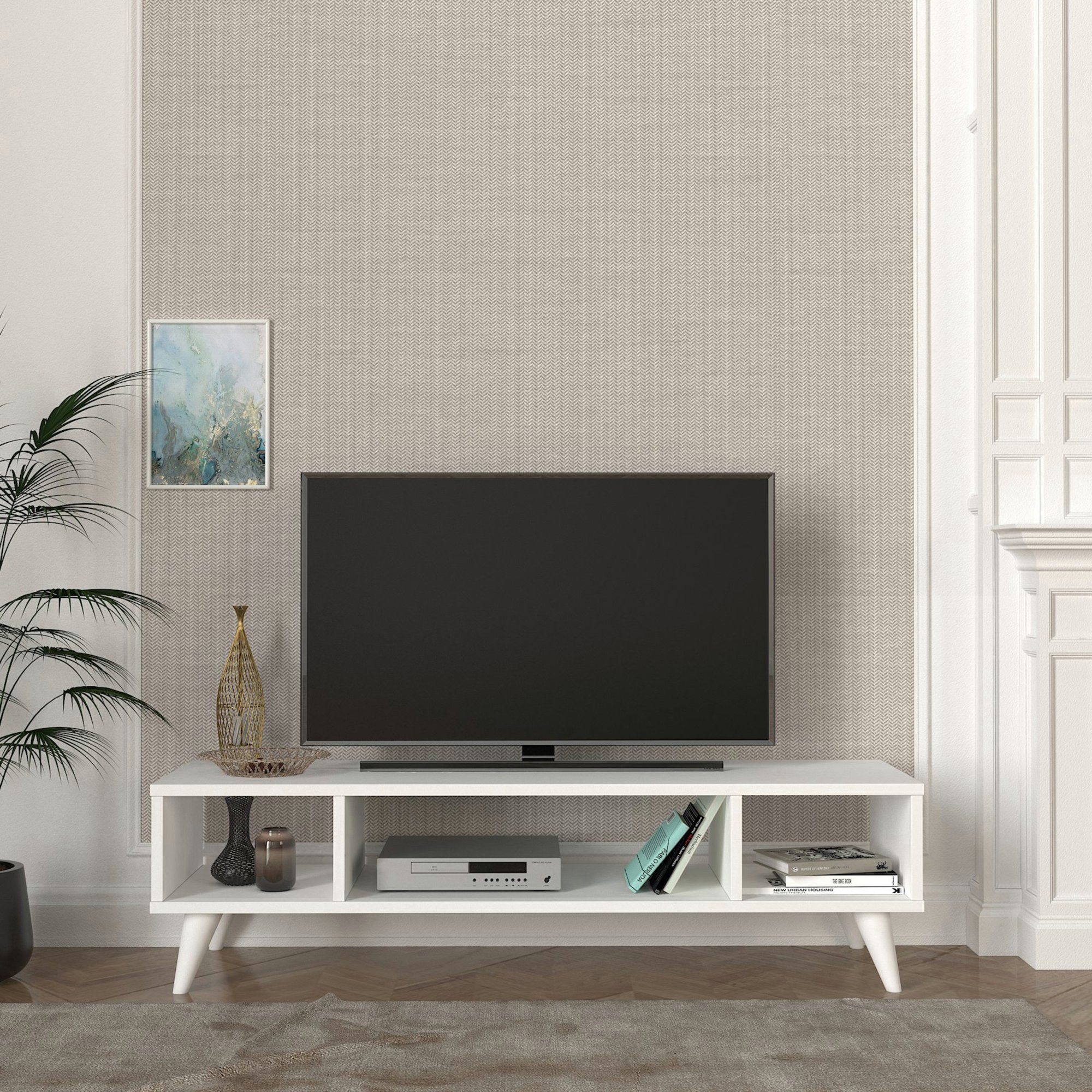 Fernsehtisch TV-Schrank Weiß 120x35x40cm »Sottunga« en.casa