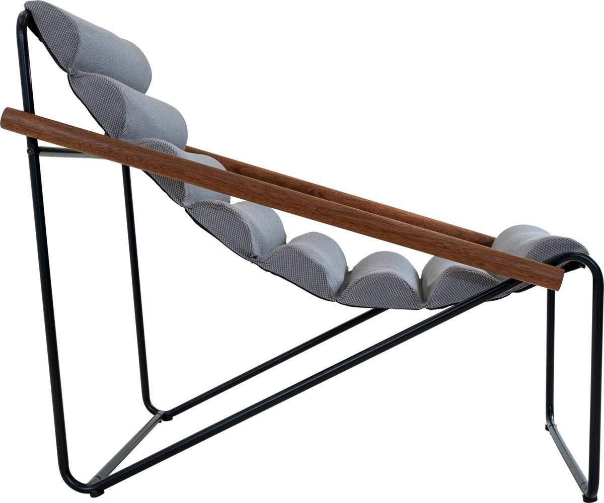 Natur24 Gartenstuhl Miami Relaxsessel Stahl Olefin Schwarz Grau 72 x 87 x 75 cm