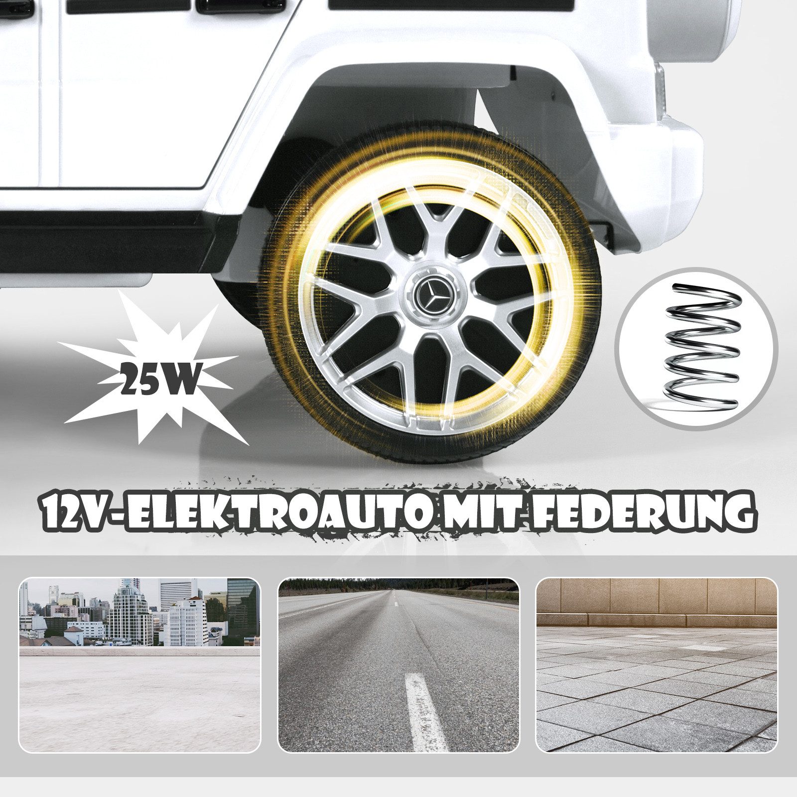 KOMFOTTEU Elektro-Kinderauto, Belastbarkeit 30 kg, 12V Kinderfahrzeug mit LED-Lichter
