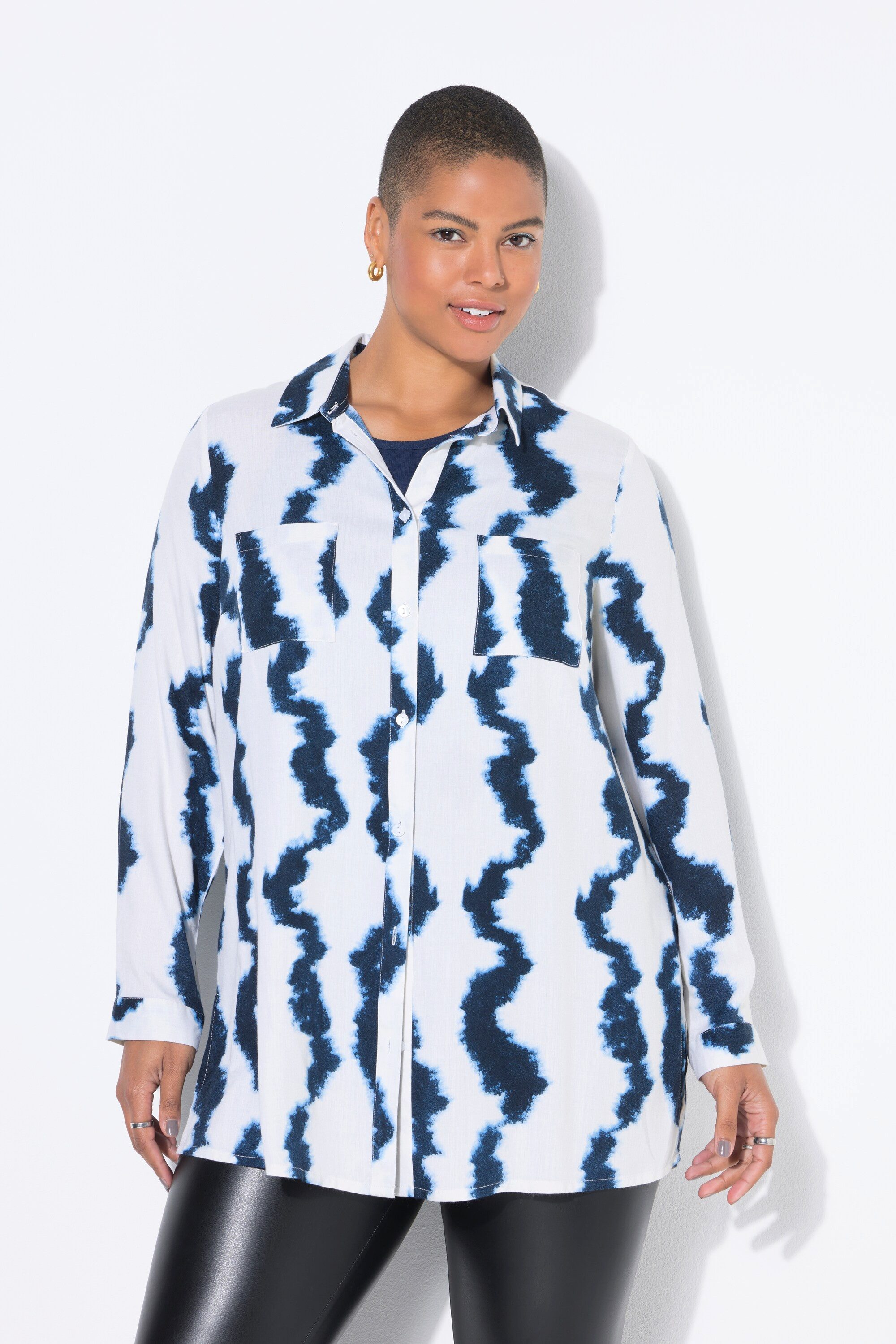 Studio Untold Hemdbluse Hemdbluse Boxy Shape Batik-Print günstig online kaufen