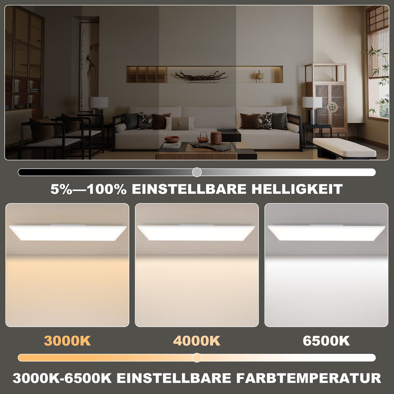 Nettlife LED Panel Deckenleuchte Dimmbar RGB 100x25 24W Backlight Tageslich günstig online kaufen