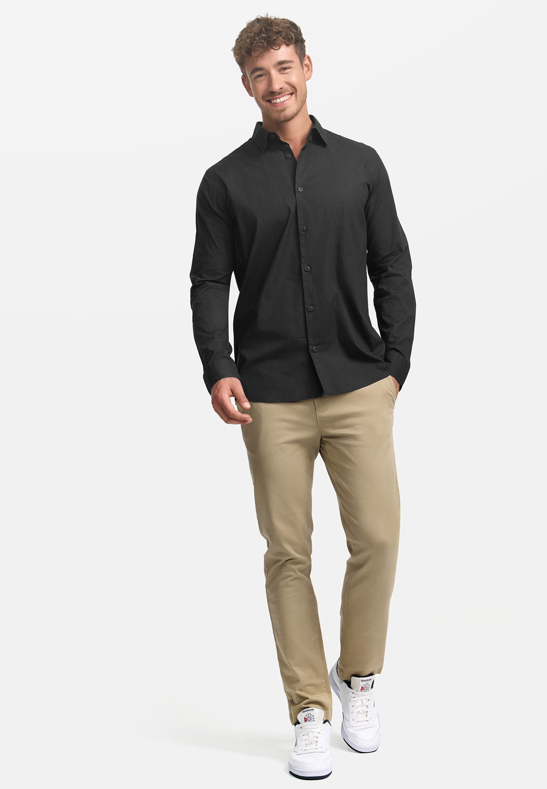 Indicode Langarmhemd Herren INKamby Herrenhemd Langarm mit einem Kentkragen, einfarbig