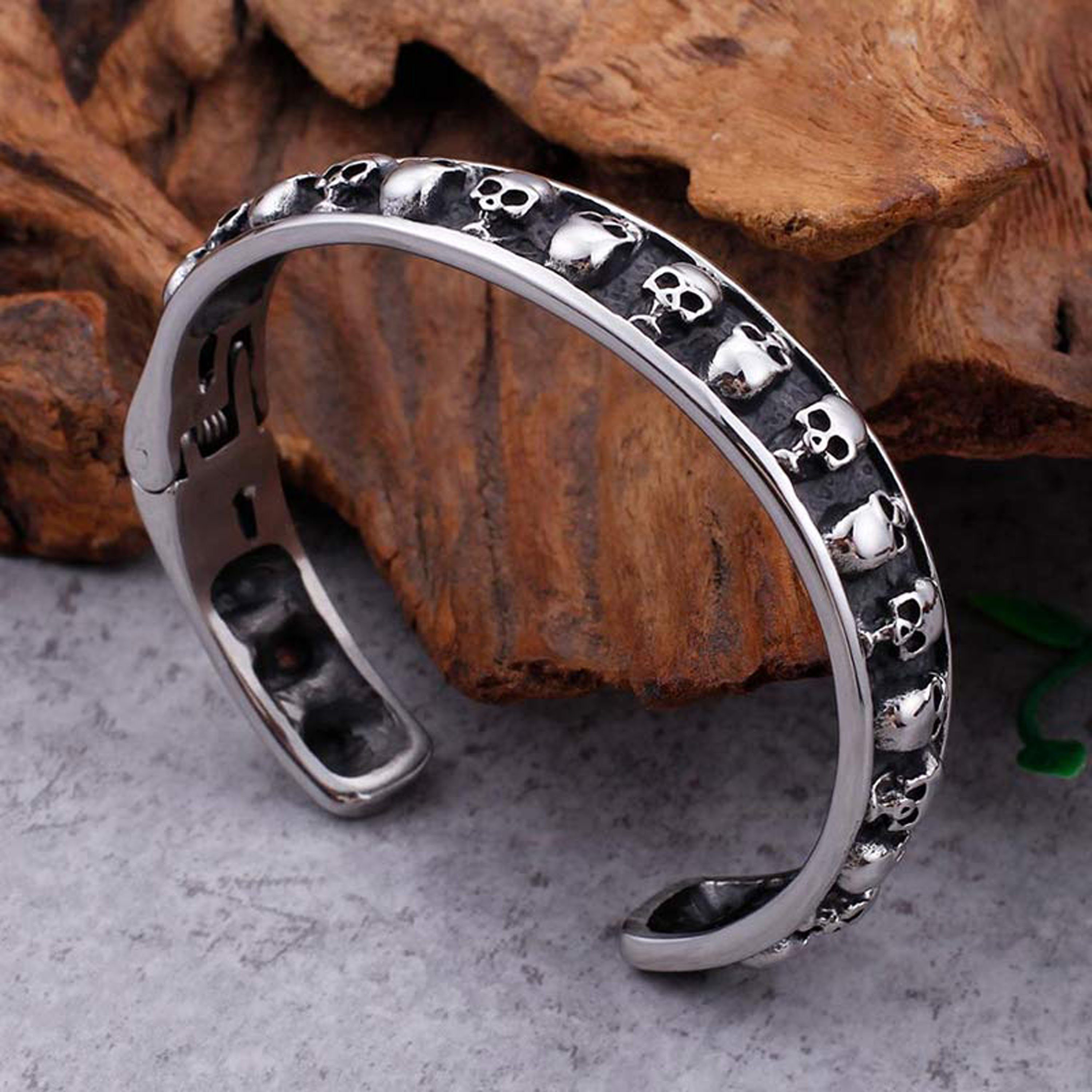 UNIQAL.de Edelstahlarmband Panzerarmband Herren "SKULTULAS" Edelstahlarmband, (Edelstahl, Casual Style, Biker, Türsteher, Handgefertigt in Germany)