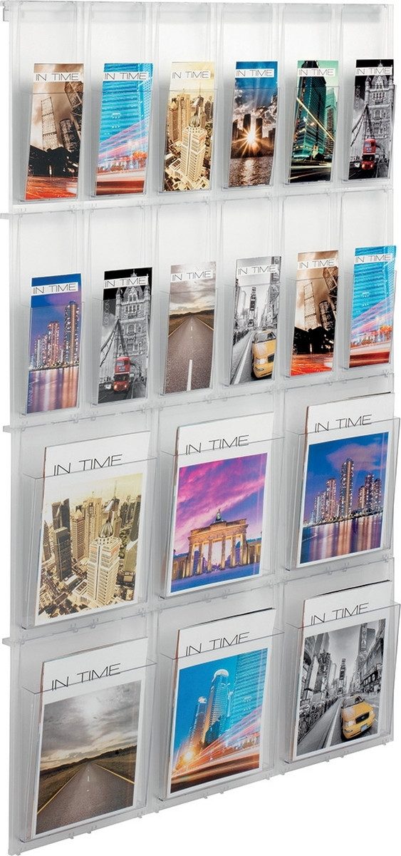 HELIT Stehsammler Prospekthalter Placativ Wandset 6 x A4 + 12 x DINlang glasklar