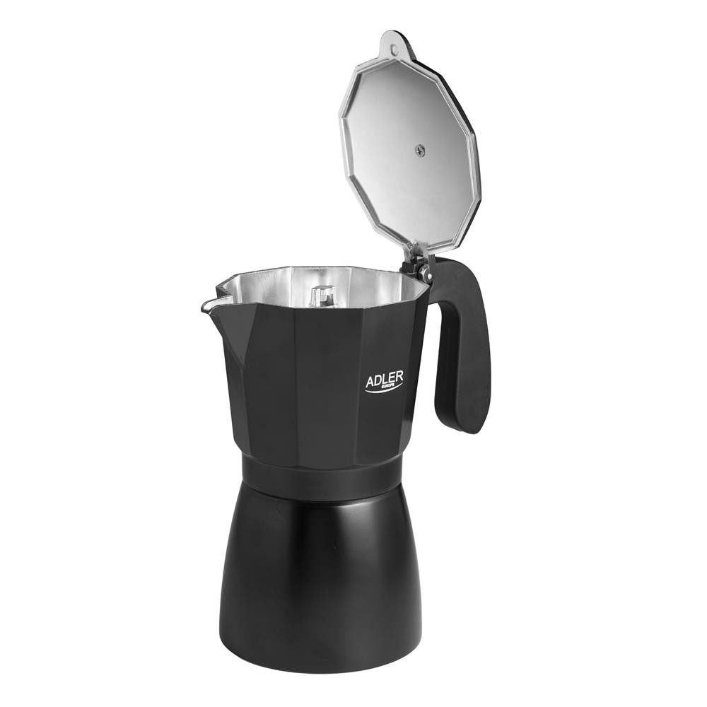 Adler Espressokocher, Espresso Kaffeemaschine, 520ml, 9 Tassen, schwarz