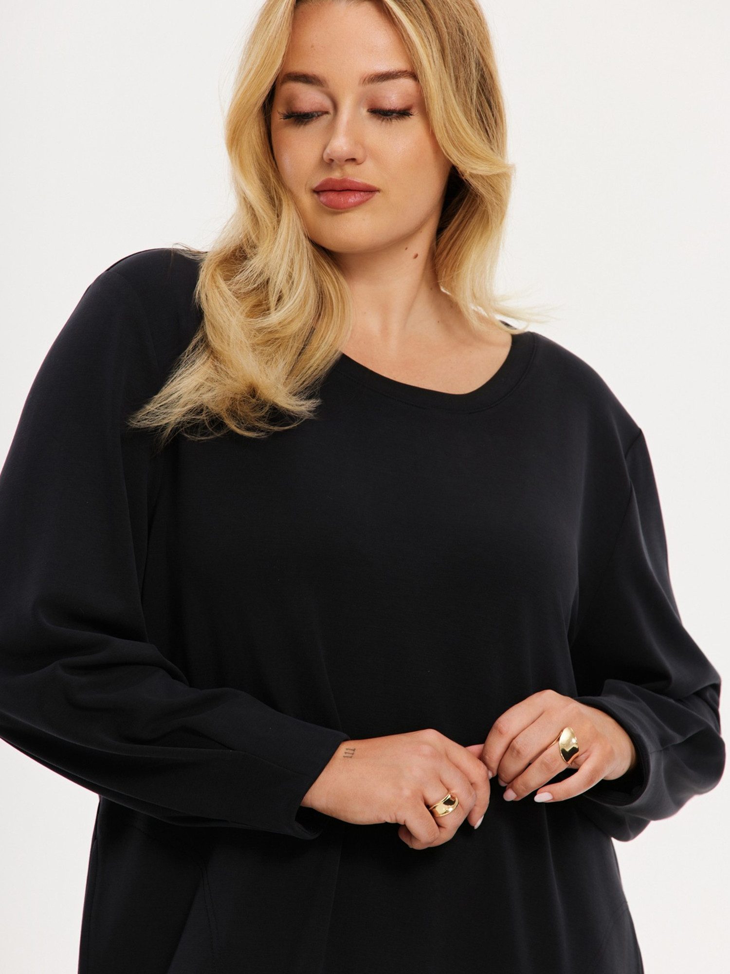 Midikleid Damen Kleid mit Langarm