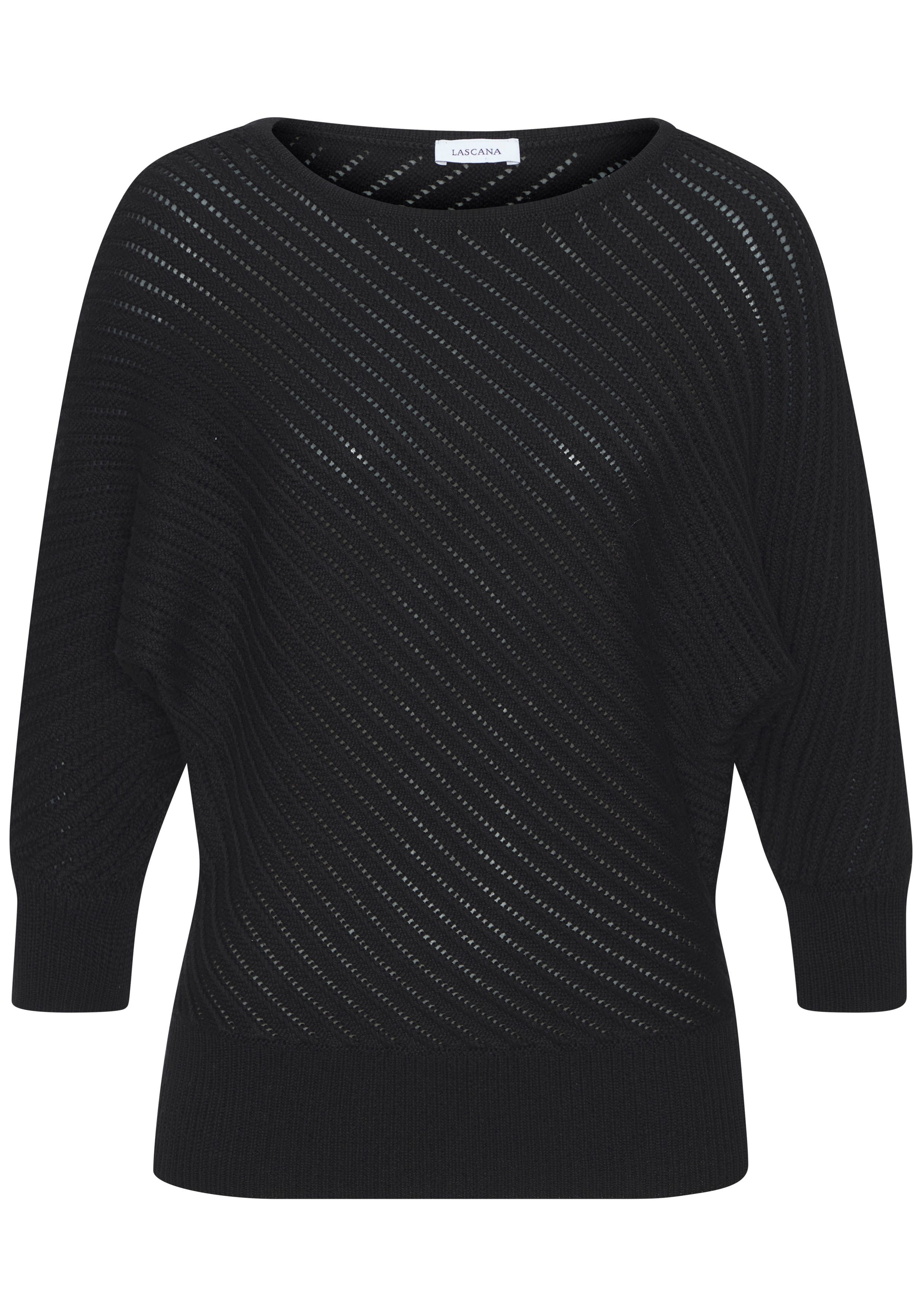 LASCANA 3/4 Arm-Pullover mit diagonalem Strickmuster. € 49,99
