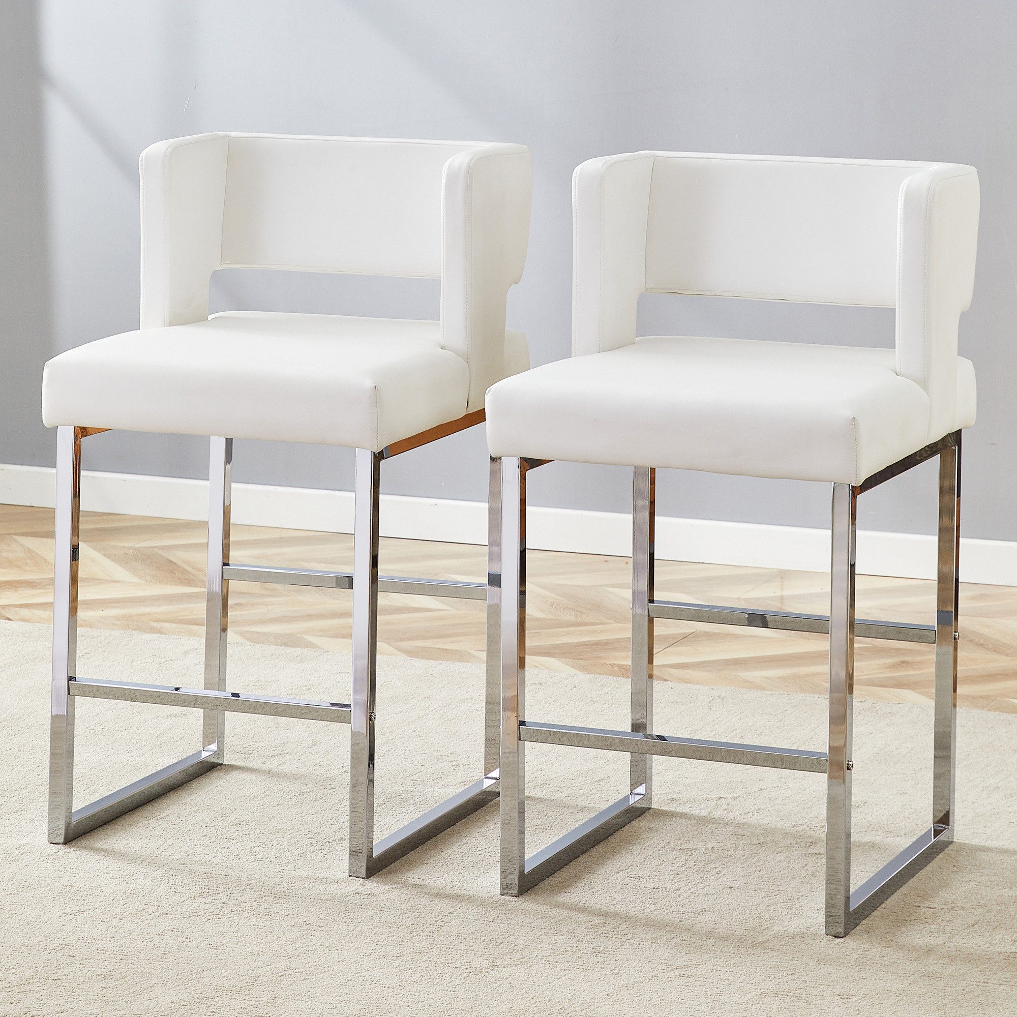REDOM Barhocker 2er-Set moderner Barstühle, Polsterstuhl (quadratisches Design mit Metallbeine), ideal für Küche, Bar und Wohnbereich