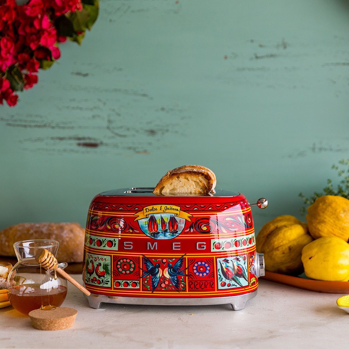 SMEG DOLCE & GABBANA Toaster TSF01DGEU, 2 kurze Schlitze, 950 W, Limited Edition Dolce & Gabbana Sicily is my Love