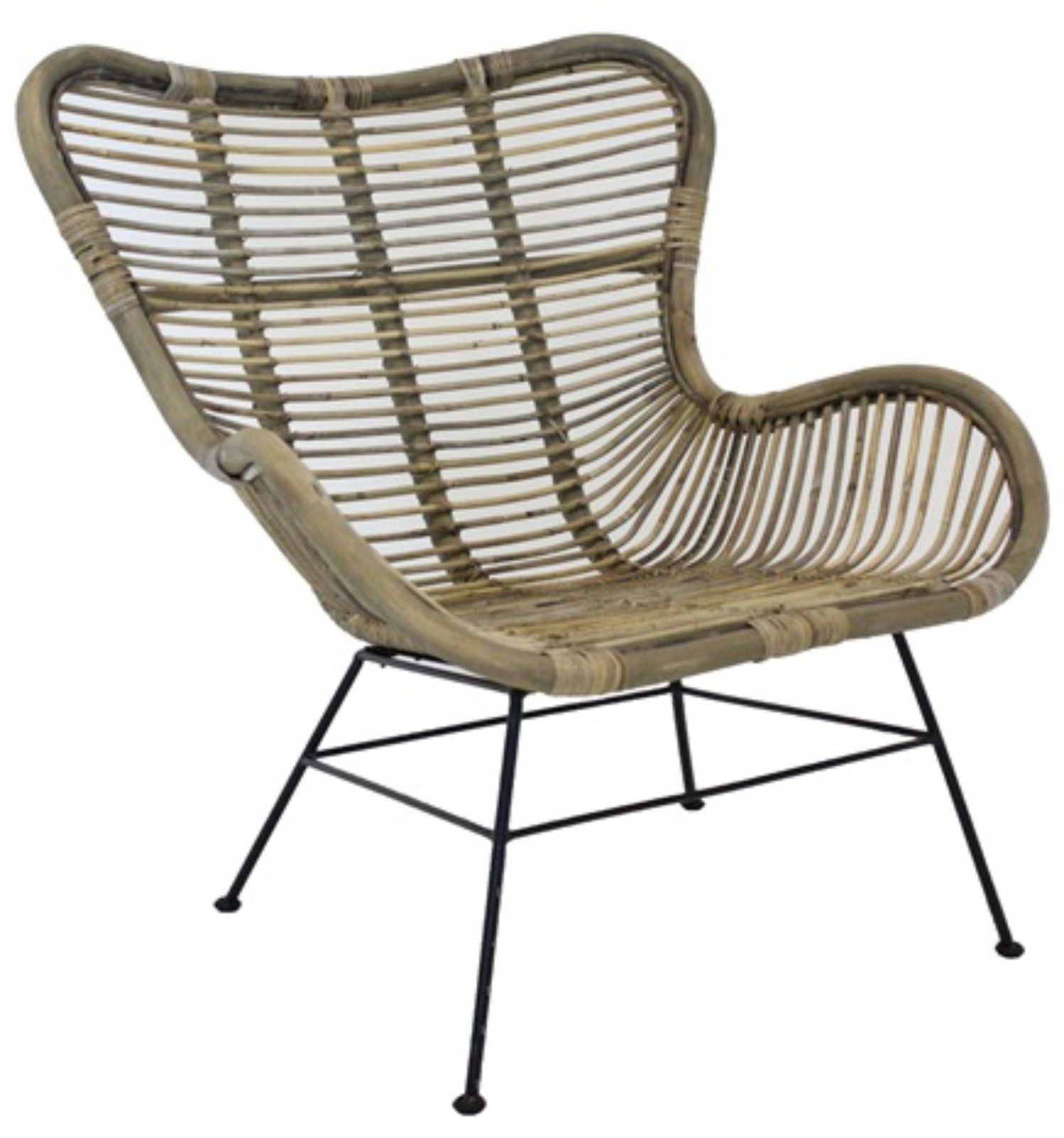 Van der Leeden Schalenstuhl Braun (1 St), Rattan, Stuhl, Loungestuhl, Handmade, Loungesessel